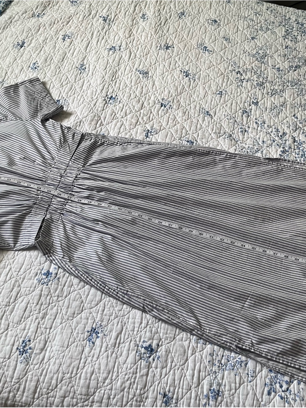 Old Navy Navy and White Vertical Stripe Midi Shirt Dress - Picture 3 of 11